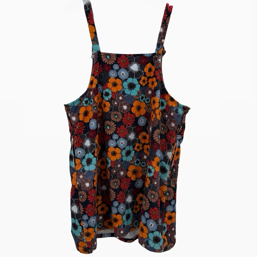 Lucy & Yak Freyja Corduroy Midi Pinafore Dress | 70s Dawn Floral Print | Size 22 - Picture 4 of 9